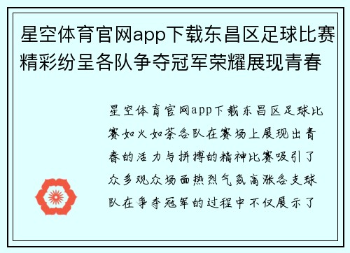 星空体育官网app下载东昌区足球比赛精彩纷呈各队争夺冠军荣耀展现青春风采